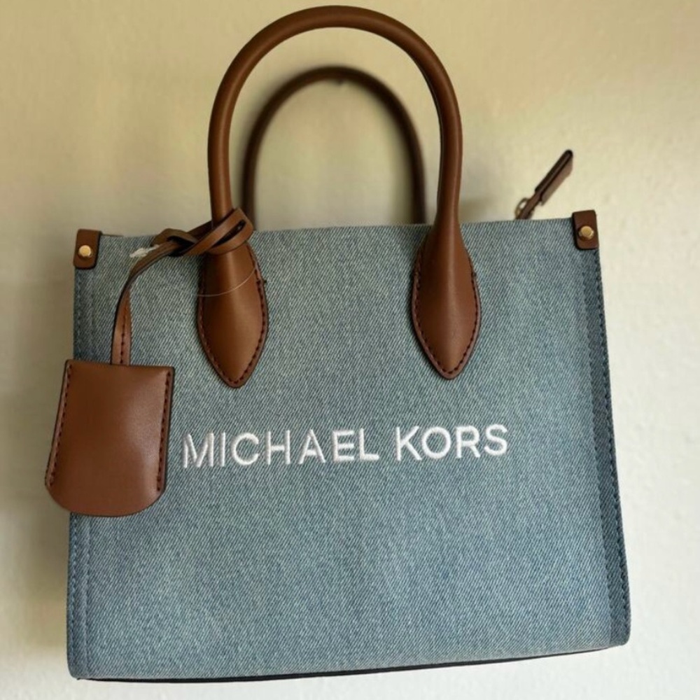 Michael Kors Blue and Brown Tote Bag
